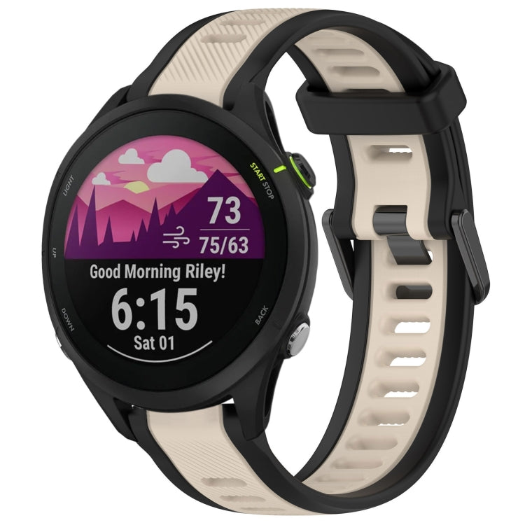 For Garmin Forerunner 255 22mm Two Color Textured Silicone Watch Band(Starlight + Black) - Watch Bands by PMC TechLife | Online Shopping South Africa | PMC TechLife