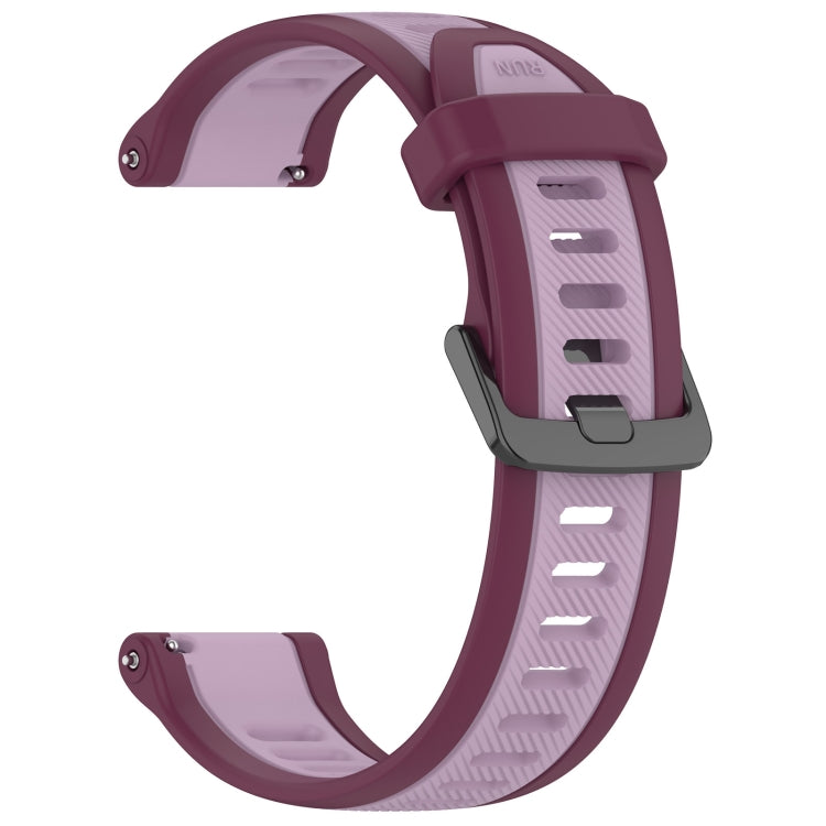For Garmin Forerunner 255 Music 22mm Two Color Textured Silicone Watch Band(Purple) - Watch Bands by PMC Jewellery | Online Shopping South Africa | PMC Jewellery