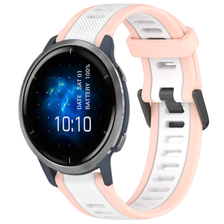 For Garmin Venu 2 22mm Two Color Textured Silicone Watch Band(White+Pink) - Watch Bands by PMC TechLife | Online Shopping South Africa | PMC TechLife