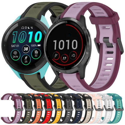 For Garmin Forerunner 255 22mm Two Color Textured Silicone Watch Band(Grey+Black) - Watch Bands by PMC Jewellery | Online Shopping South Africa | PMC Jewellery