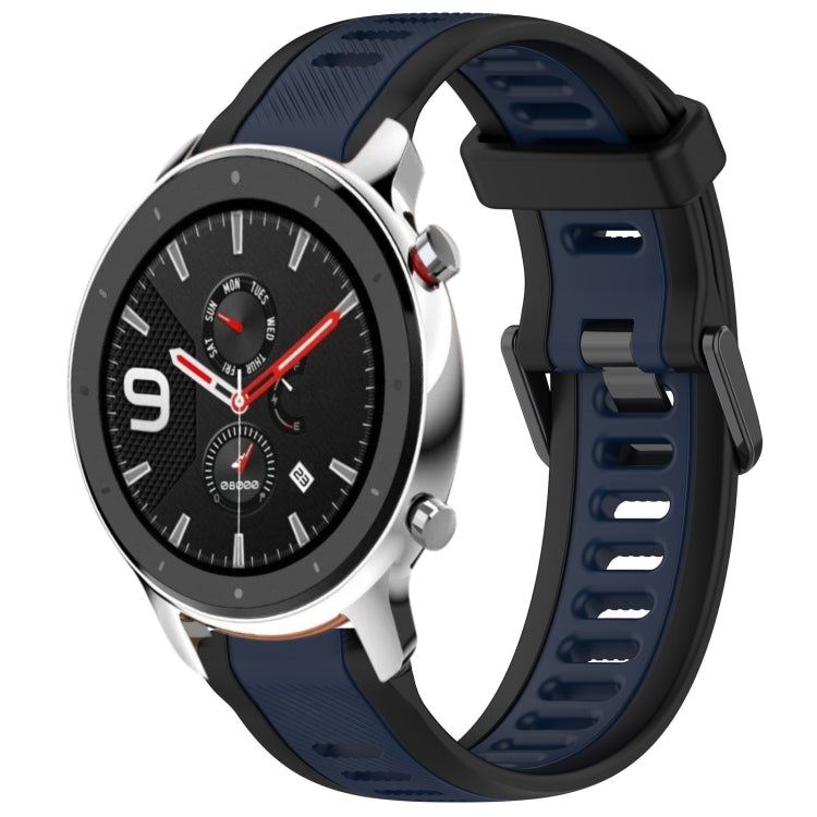 For Amazfit GTR 4 22mm Two-Color Textured Silicone Watch Band(Midnight Blue+Black) - Watch Bands by PMC Jewellery | Online Shopping South Africa | PMC Jewellery