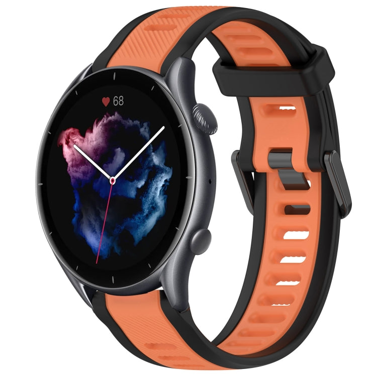 For Amazfit GTR 3 Pro 22mm Two-Color Textured Silicone Watch Band(Orange+Black) - Watch Bands by PMC TechLife | Online Shopping South Africa | PMC TechLife