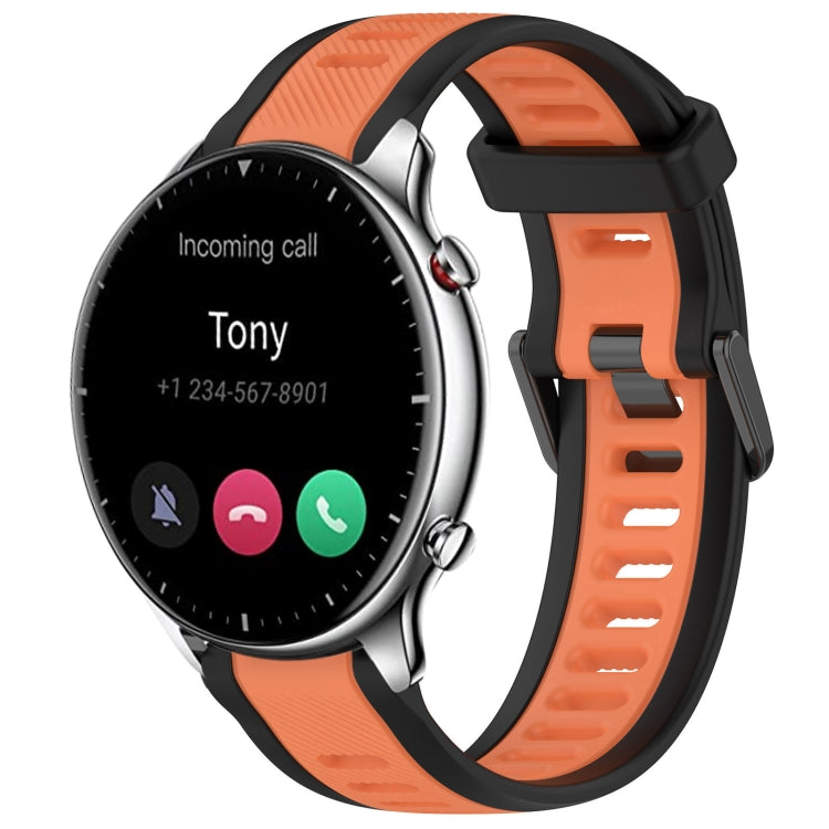 For Amazfit GTR 2 22mm Two-Color Textured Silicone Watch Band(Orange+Black) - Watch Bands by PMC Jewellery | Online Shopping South Africa | PMC Jewellery