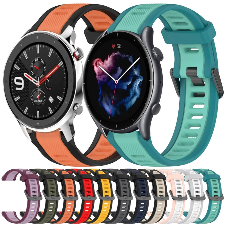 For Amazfit GTR 3 22mm Two-Color Textured Silicone Watch Band(Red+Black) - Watch Bands by PMC TechLife | Online Shopping South Africa | PMC TechLife