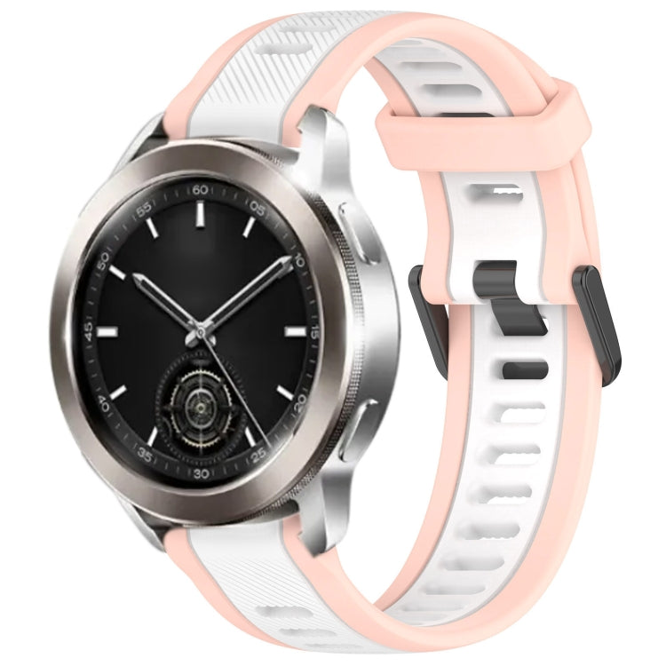 For Xiaomi Watch S3 22mm Two Color Textured Silicone Watch Band(White+Pink) - Watch Bands by PMC Jewellery | Online Shopping South Africa | PMC Jewellery