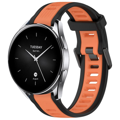 For Xiaomi Watch S2 22mm Two Color Textured Silicone Watch Band(Orange+Black) - Watch Bands by PMC Jewellery | Online Shopping South Africa | PMC Jewellery