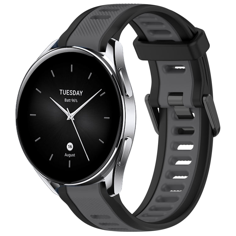 For Xiaomi Watch S2 22mm Two Color Textured Silicone Watch Band(Grey+Black) - Watch Bands by PMC TechLife | Online Shopping South Africa | PMC TechLife