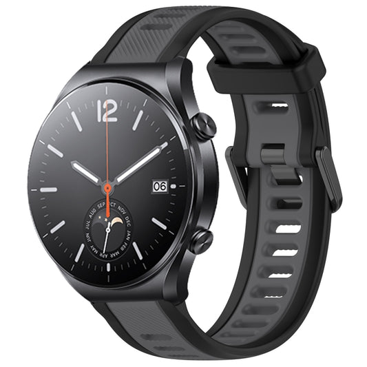 For Xiaomi MI Watch S1 22mm Two Color Textured Silicone Watch Band(Grey+Black) - Watch Bands by PMC Jewellery | Online Shopping South Africa | PMC Jewellery