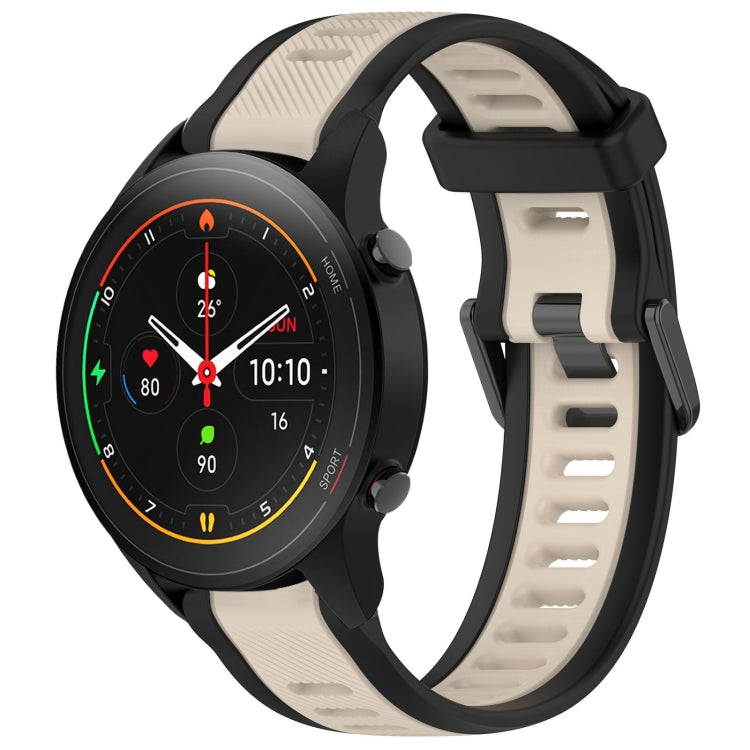 For Xiaomi MI Watch S1 Pro 22mm Two Color Textured Silicone Watch Band(Starlight + Black) - Watch Bands by PMC Jewellery | Online Shopping South Africa | PMC Jewellery