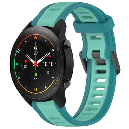 For Xiaomi MI Watch S1 Pro 22mm Two Color Textured Silicone Watch Band(Teal) - Watch Bands by PMC Jewellery | Online Shopping South Africa | PMC Jewellery