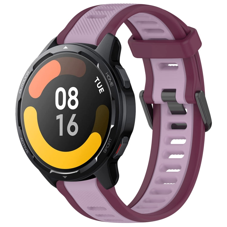 For Xiaomi Watch S1 Active 22mm Two Color Textured Silicone Watch Band(Purple) - Watch Bands by PMC Jewellery | Online Shopping South Africa | PMC Jewellery