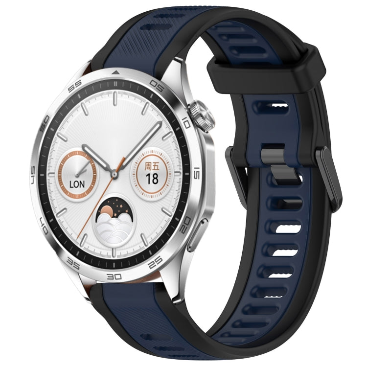 For Huawei Watch GT4 46mm 22mm Two Color Textured Silicone Watch Band(Midnight Blue+Black) - Watch Bands by PMC Jewellery | Online Shopping South Africa | PMC Jewellery