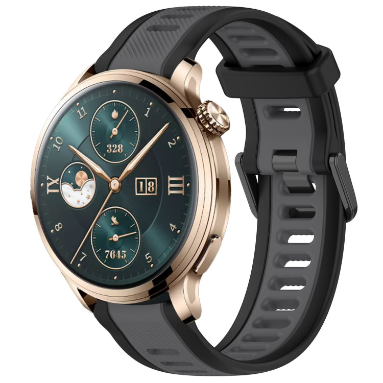 For Honor Watch 4 Pro 22mm Two Color Textured Silicone Watch Band(Grey+Black) - Watch Bands by PMC TechLife | Online Shopping South Africa | PMC TechLife