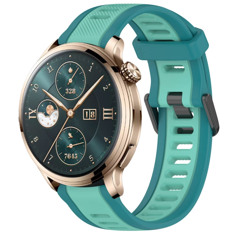 For Honor Watch 4 Pro 22mm Two Color Textured Silicone Watch Band(Teal) - free shipping - PMC TechLife - Order now!