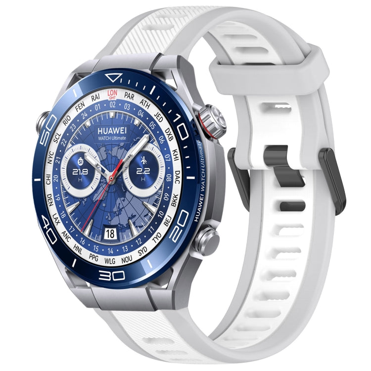 For Huawei Watch Ultimate 22mm Two Color Textured Silicone Watch Band(White+Grey) - free shipping - PMC TechLife - Order now!