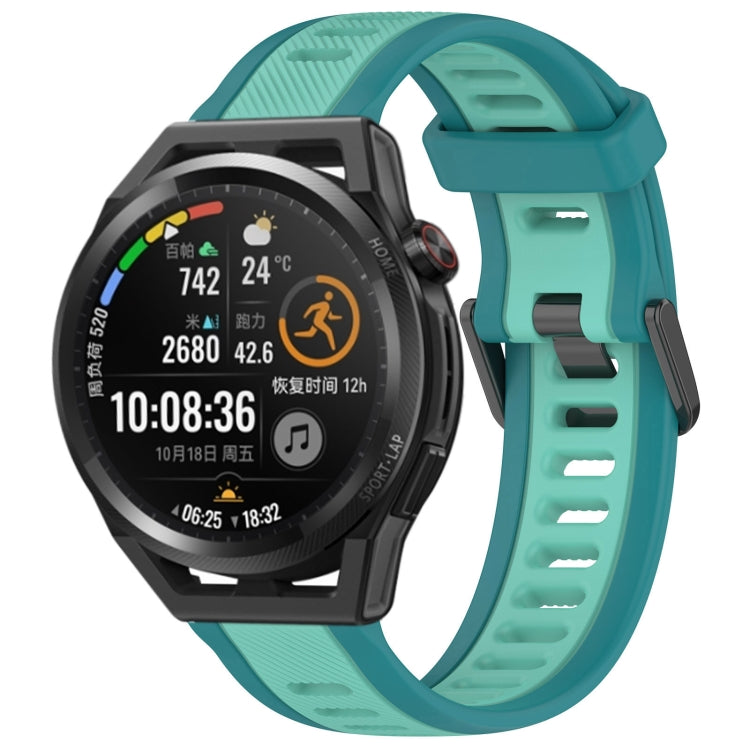 For Huawei Watch GT Runner 22mm Two Color Textured Silicone Watch Band(Teal) - Watch Bands by PMC TechLife | Online Shopping South Africa | PMC TechLife