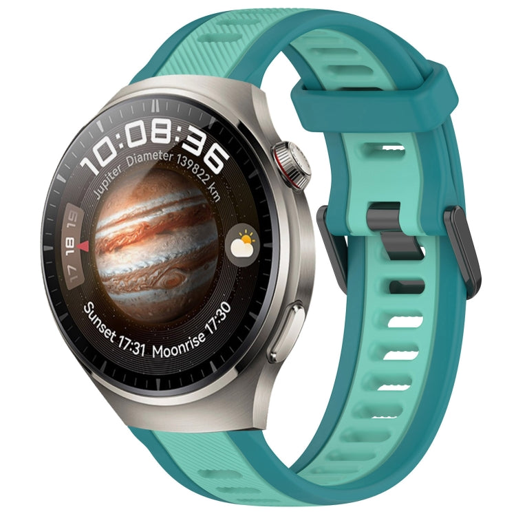 For Huawei Watch 4 Pro 22mm Two Color Textured Silicone Watch Band(Teal) - free shipping - PMC TechLife - Order now!