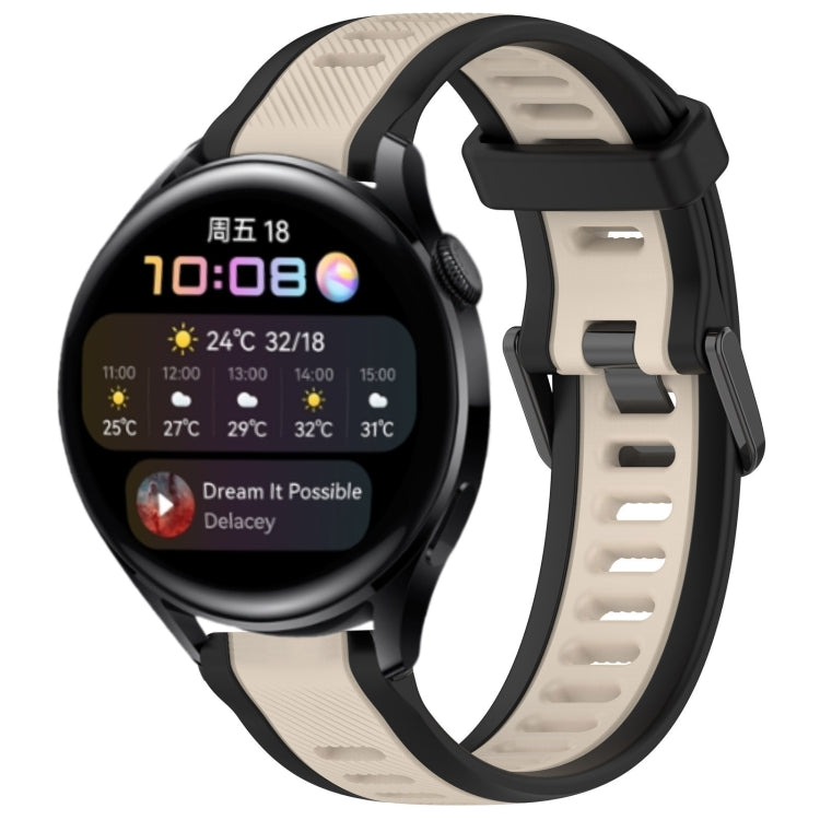 For Huawei Watch 3 22mm Two Color Textured Silicone Watch Band(Starlight + Black) - Watch Bands by PMC TechLife | Online Shopping South Africa | PMC TechLife