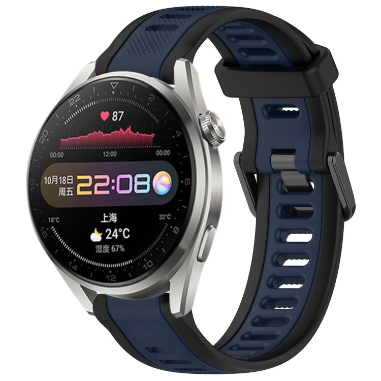 For Huawei Watch 3 Pro 22mm Two Color Textured Silicone Watch Band(Midnight Blue+Black) - Watch Bands by PMC TechLife | Online Shopping South Africa | PMC TechLife