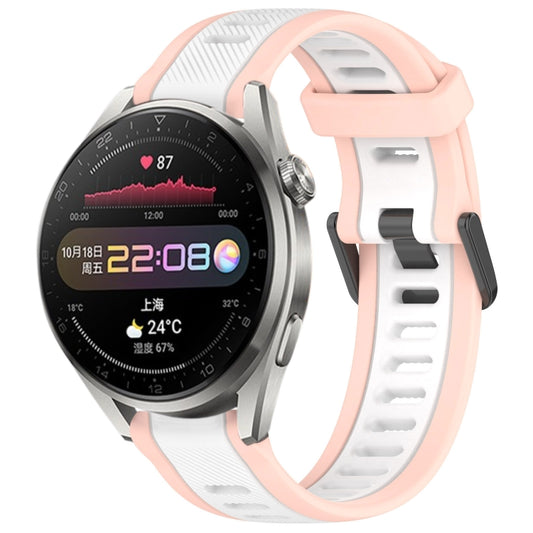 For Huawei Watch 3 Pro 22mm Two Color Textured Silicone Watch Band(White+Pink) - Watch Bands by PMC Jewellery | Online Shopping South Africa | PMC Jewellery