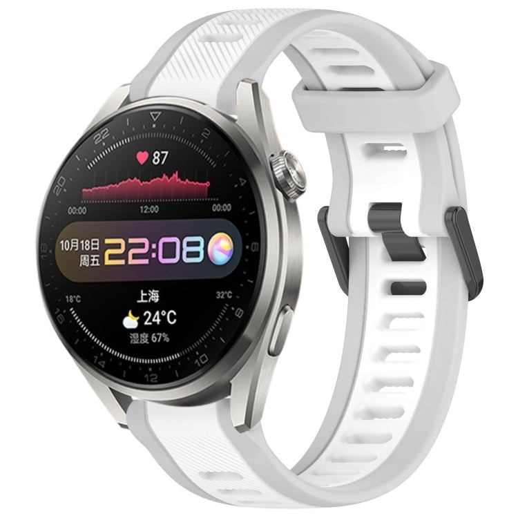 For Huawei Watch 3 Pro 22mm Two Color Textured Silicone Watch Band(White+Grey) - Watch Bands by PMC TechLife | Online Shopping South Africa | PMC TechLife