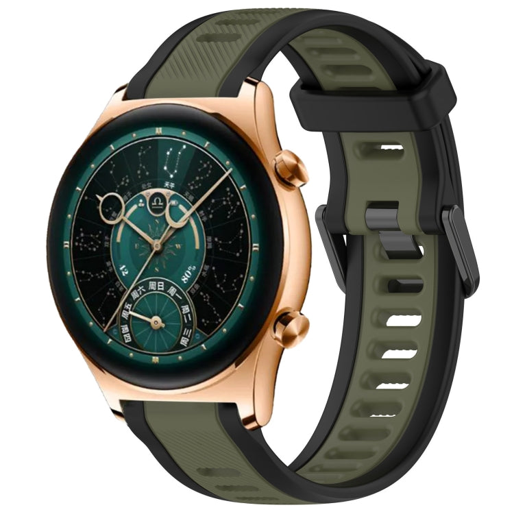 For Honor Watch  GS 4 22mm Two Color Textured Silicone Watch Band(Green+Black) - Watch Bands by PMC Jewellery | Online Shopping South Africa | PMC Jewellery