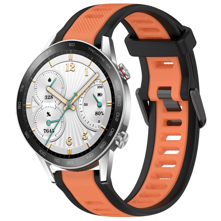 For Honor Watch GS 3i 22mm Two Color Textured Silicone Watch Band(Orange+Black) - Watch Bands by PMC Jewellery | Online Shopping South Africa | PMC Jewellery