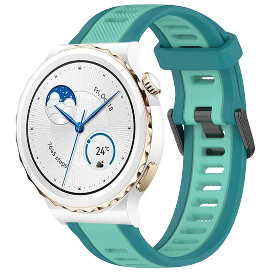 For Huawei Watch GT3 Pro 43mm 20mm Two Color Textured Silicone Watch Band(Teal) - Watch Bands by PMC Jewellery | Online Shopping South Africa | PMC Jewellery