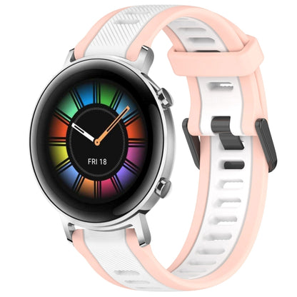 For Huawei Watch GT2 42mm 20mm Two Color Textured Silicone Watch Band(White+Pink) - Watch Bands by PMC Jewellery | Online Shopping South Africa | PMC Jewellery