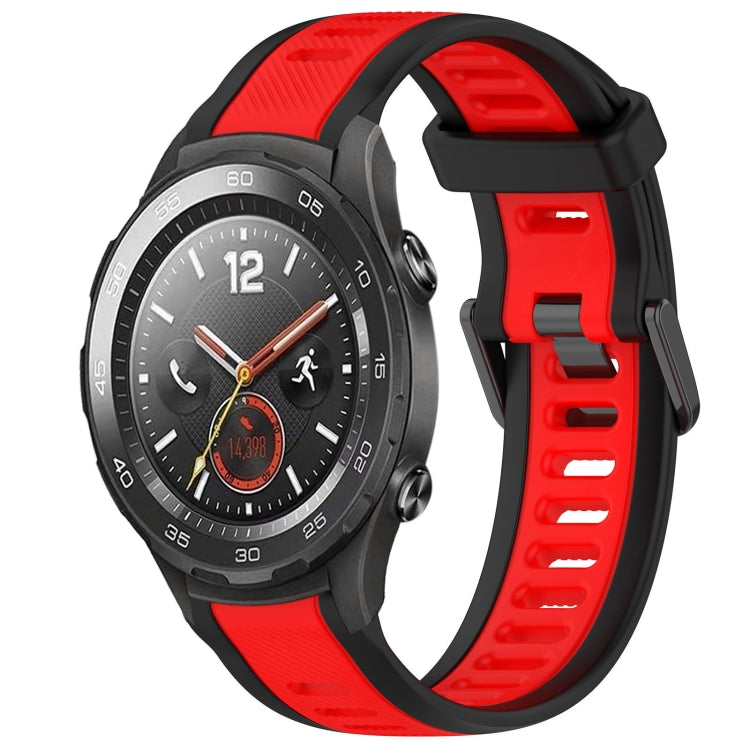 For Huawei Watch 2 20mm Two Color Textured Silicone Watch Band(Red+Black) - Watch Bands by PMC Jewellery | Online Shopping South Africa | PMC Jewellery