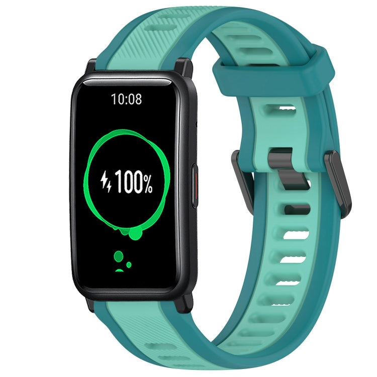 For Honor Watch ES 20mm Two Color Textured Silicone Watch Band(Teal) - Watch Bands by PMC TechLife | Online Shopping South Africa | PMC TechLife