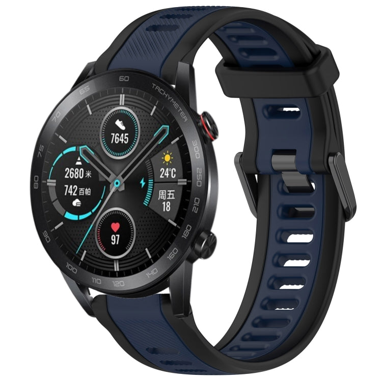 For Honor MagicWatch2 42mm 20mm Two Color Textured Silicone Watch Band(Midnight Blue+Black) - Watch Bands by PMC TechLife | Online Shopping South Africa | PMC TechLife
