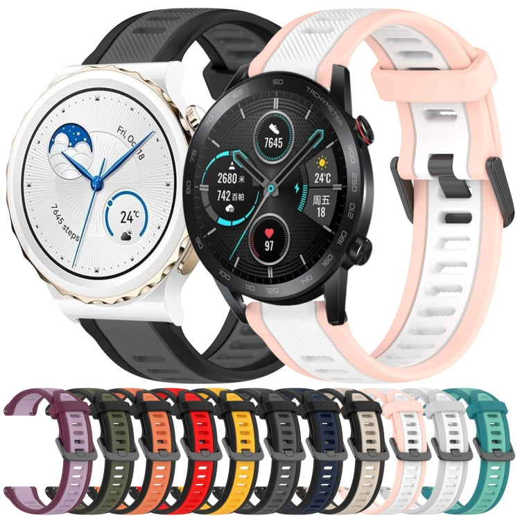 For Huawei Watch GT3 Pro 43mm 20mm Two Color Textured Silicone Watch Band(Starlight + Black) - Watch Bands by PMC Jewellery | Online Shopping South Africa | PMC Jewellery