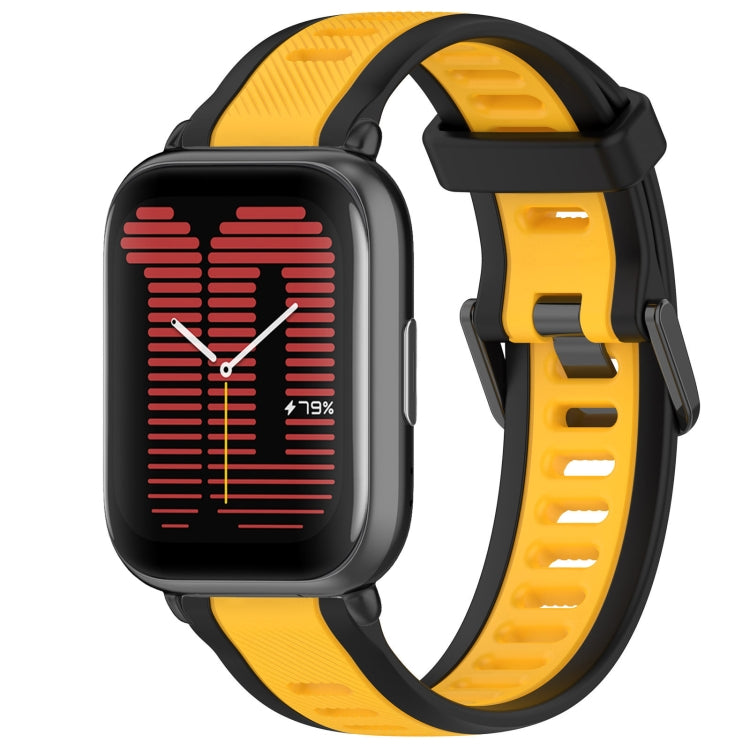 For Amazfit Active 20mm Two-Color Textured Silicone Watch Band(Yellow+Black) - Watch Bands by PMC TechLife | Online Shopping South Africa | PMC TechLife