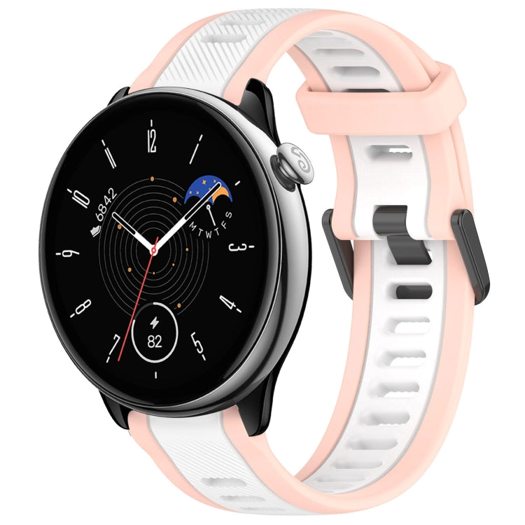 For Amazfit GTR Mini 20mm Two-Color Textured Silicone Watch Band(White+Pink) - Watch Bands by PMC Jewellery | Online Shopping South Africa | PMC Jewellery