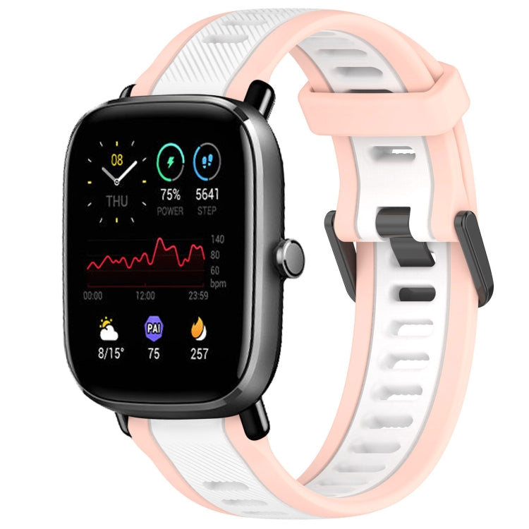 For Amazfit GTS 4 Mini 20mm Two-Color Textured Silicone Watch Band(White+Pink) - Watch Bands by PMC TechLife | Online Shopping South Africa | PMC TechLife