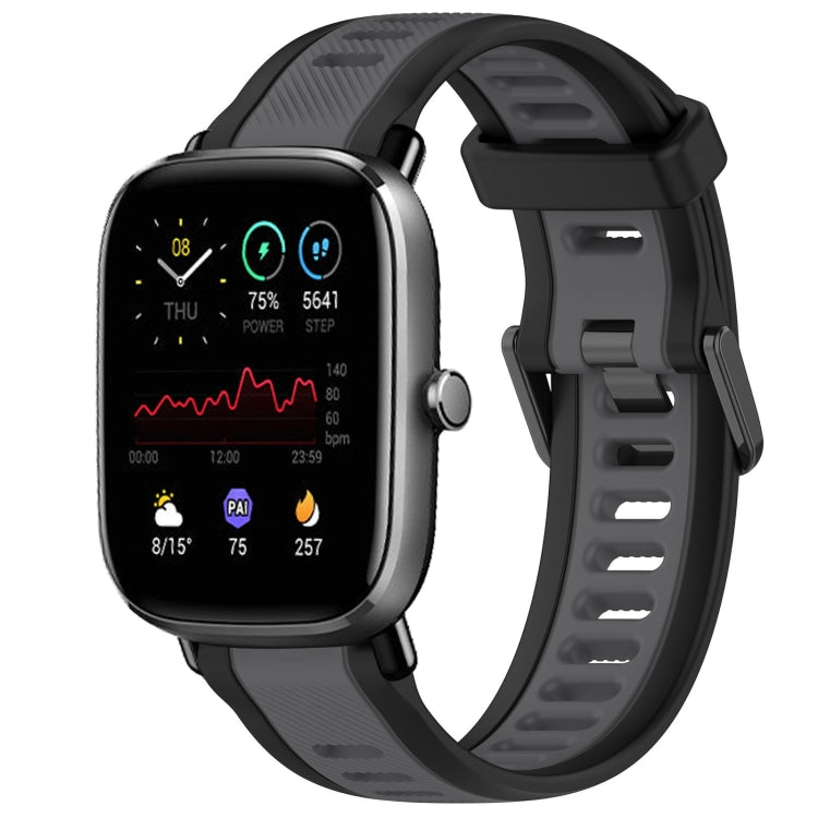 For Amazfit GTS 2 Mini 20mm Two-Color Textured Silicone Watch Band(Grey+Black) - Watch Bands by PMC TechLife | Online Shopping South Africa | PMC TechLife