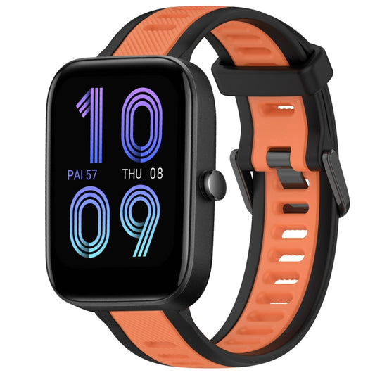 For Amazfit Bip 3 20mm Two-Color Textured Silicone Watch Band(Orange+Black) - Watch Bands by PMC Jewellery | Online Shopping South Africa | PMC Jewellery