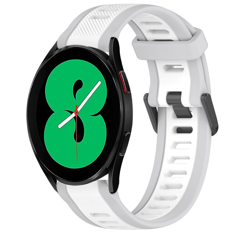For Samsung Galaxy Watch 4 44mm 20mm Two Color Textured Silicone Watch Band(White+Grey) - Watch Bands by PMC TechLife | Online Shopping South Africa | PMC TechLife
