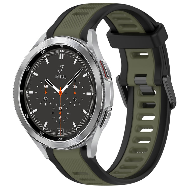 For Samsung  Galaxy Watch 4 Classic 46mm 20mm Two Color Textured Silicone Watch Band(Green+Black) - Watch Bands by PMC Jewellery | Online Shopping South Africa | PMC Jewellery