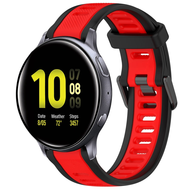 For Samsung Galaxy Watch Active 2 40mm 20mm Two Color Textured Silicone Watch Band(Red+Black) - Watch Bands by PMC Jewellery | Online Shopping South Africa | PMC Jewellery