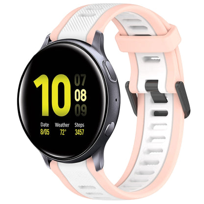 For Samsung Galaxy Watch Active 2 44mm 20mm Two Color Textured Silicone Watch Band(White+Pink) - Watch Bands by PMC Jewellery | Online Shopping South Africa | PMC Jewellery