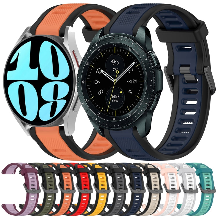 For Samsung Galaxy Watch 5  40mm 20mm Two Color Textured Silicone Watch Band(Orange+Black) - Watch Bands by PMC Jewellery | Online Shopping South Africa | PMC Jewellery