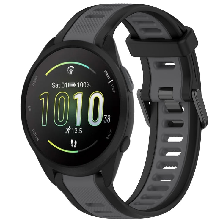 For Garmin Forerunner 165 Music 20mm Two Color Textured Silicone Watch Band(Grey+Black) - free shipping - PMC TechLife - Order now!