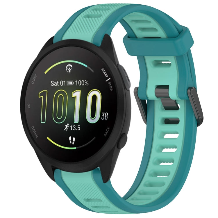 For Garmin Forerunner 165 Music 20mm Two Color Textured Silicone Watch Band(Teal) - Watch Bands by PMC TechLife | Online Shopping South Africa | PMC TechLife