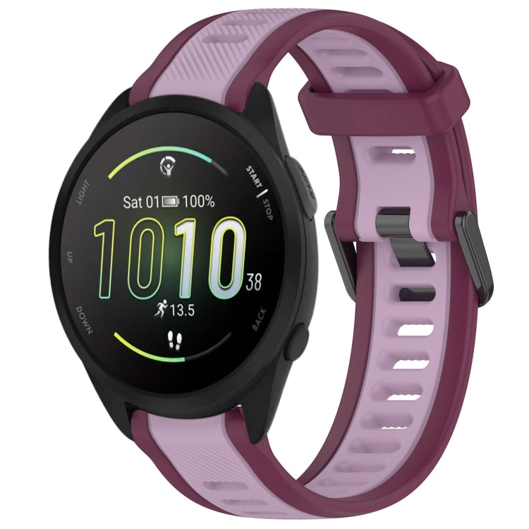 For Garmin Forerunner 165 Music 20mm Two Color Textured Silicone Watch Band(Purple) - Watch Bands by PMC TechLife | Online Shopping South Africa | PMC TechLife
