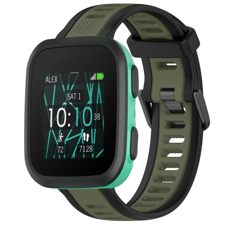 For Garmin Bounce 20mm Two Color Textured Silicone Watch Band(Green+Black) - Watch Bands by PMC TechLife | Online Shopping South Africa | PMC TechLife