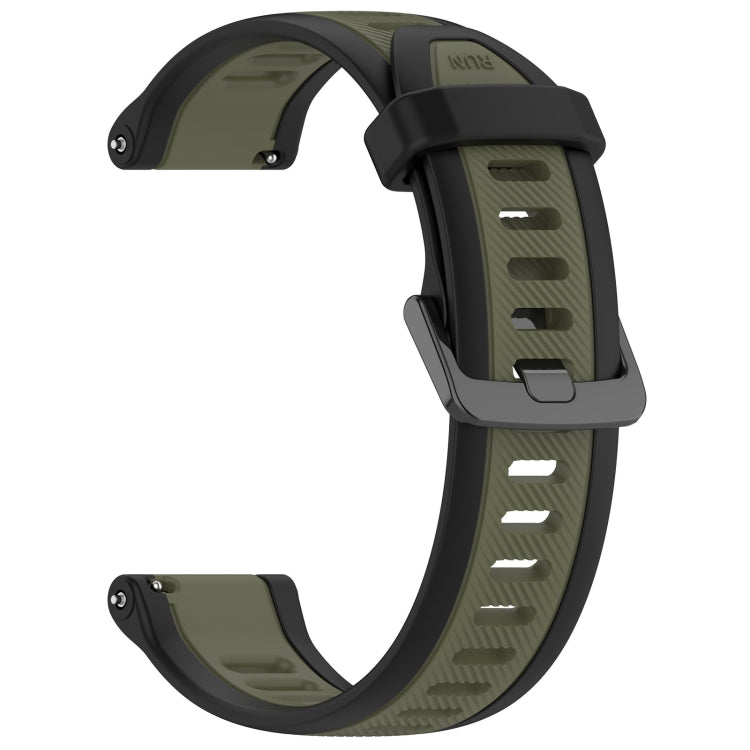For Garmin Active 5 20mm Two Color Textured Silicone Watch Band(Green+Black) - Watch Bands by PMC TechLife | Online Shopping South Africa | PMC TechLife