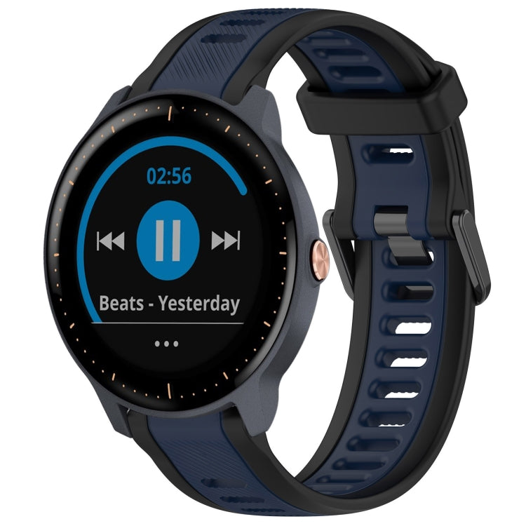 For Garmin Vivoactive3 Music 20mm Two Color Textured Silicone Watch Band(Midnight Blue+Black) - Watch Bands by PMC Jewellery | Online Shopping South Africa | PMC Jewellery