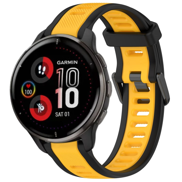 For Garmin Venu 2 Plus 20mm Two Color Textured Silicone Watch Band(Yellow+Black) - Watch Bands by PMC TechLife | Online Shopping South Africa | PMC TechLife